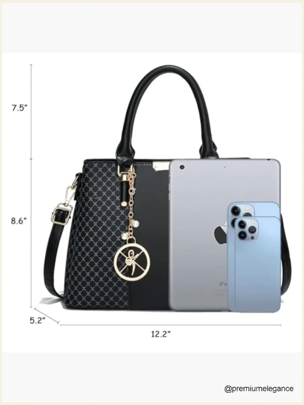 3-Zip Compartments Tote Satchel Shoulder Bag for Women